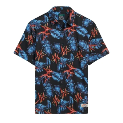 Afbeelding van Superdry Hawaiian BOX FIT Overhemd, Heren, Maat: Large, Dark navy fire