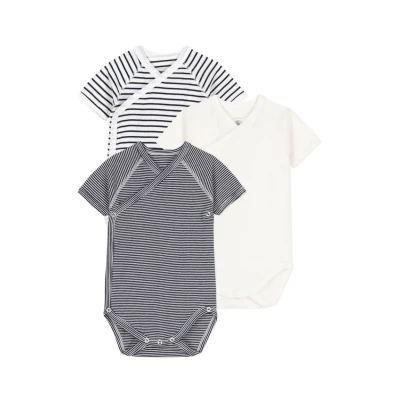 Afbeelding van Petit Bateau Short Sleeve 3 PACK SET Body voor kinderen, Maat: 50, Navy white