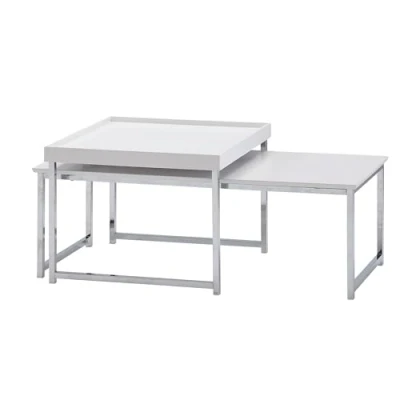Afbeelding van FineBuy Set van 2 Hout/Metaal Salontafel Vierkant Modern Bijzettafel delig Design salontafels Houten tafel nesttafels