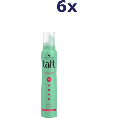 Afbeelding van Schwarzkopf Taft Mousse Volume Mega Strong haarmousse voordeelverpakking 6 x 200 ml