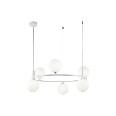 Afbeelding van Maytoni hanglamp Ring, wit/wit, 6 lamps glas Ø 58 cm