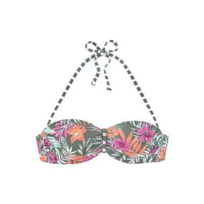 Afbeelding van Venice Beach Wirebandeau Bikinitop, Dames, Maat: 36xC, Oliv bedruckt