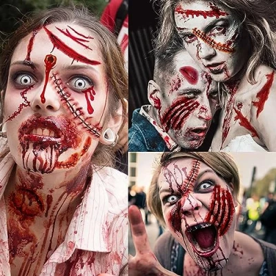 Afbeelding van 248+ stuks 30 zombie make upaccessoires, valse Halloween wonden, littekentatoeages, Halloween, up,