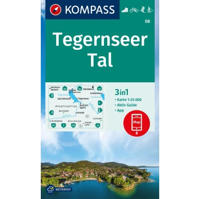 Afbeelding van 08 tegernseer tal: 3in1 Wanderkarte mit Aktiv Guide inklusive Karte zur offline Verwendung in der KOMPASS App. Fahrradfahren. Skitouren. Langlaufen.