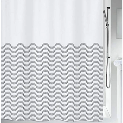Afbeelding van Spirella 180 x 200 zwarte collectie golven, douchegordijn textiel, 100% polyester