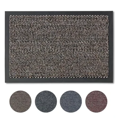 Afbeelding van deurmat 90x150 cm voor binnen sneldrogende antislip clean off bruin effen