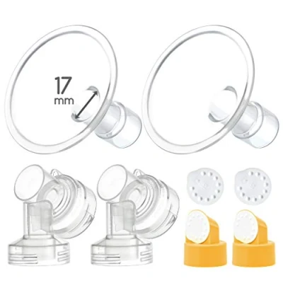 Afbeelding van Maymom 17 mm 2x tweedelige borstschild, basisconnector met klep en membraan compatibel Medela borstkolven; klein schild (17 mm)