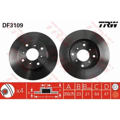 Afbeelding van Trw Remschijf DF3109