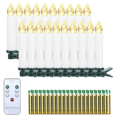 Afbeelding van EXTSUD Led kaarsen met afstandsbediening, 20 stuks, kerstboomverlichting, kerstkaarsen, vlamloze Halloween, kaarsen, werkt op batterijen, voor kerstdecoratie, feest