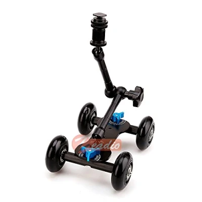 Afbeelding van Zeadio Magic Arm Tafelblad Draagbare Skater Dolly Rail Car Kits voor alle LCD veldmonitoren, Canon Nikon Video DSLR Camera Rig, Flash Light, Microfoon (11 inch + Zwart)