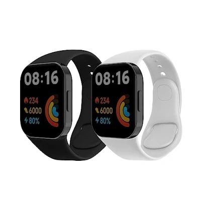 Afbeelding van kwmobile 2x horlogebandjes geschikt voor Xiaomi Redmi Mi Watch Lite 3 / bandje Smartwatch bandjes van TPU Activity tracker horloge band in zwart wit