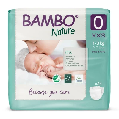 Afbeelding van Bambo Nature Luiers Maat 0 XXS Multiverpakking 3x24ST