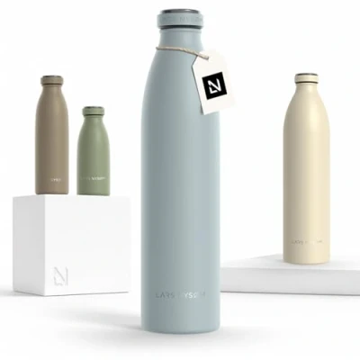 Afbeelding van LARS NYSØM &#039;Ren&#039; Roestvrijstalen drinkfles 1000ml BPA vrije geïsoleerde waterfles voorSport, Fiets, Volwassene, Kids Baby Blue