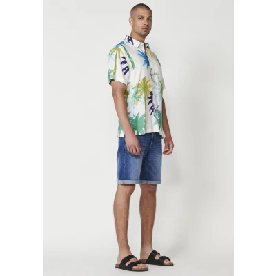 Afbeelding van Koroshi Shortsleeved Overhemd, Heren, Maat: Small, Crudo off white