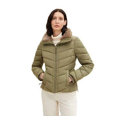 Afbeelding van TOM TAILOR Dames Gewatteerde jas met opstaande kraag 1032477, 10905 Tree Moss Green, L