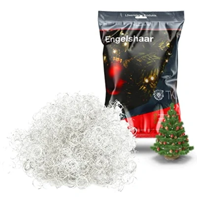 Afbeelding van Weihnachtswunder® engelenhaar krullend 15 gr. Lametta zilver voor Kerstmis Advent decoratie
