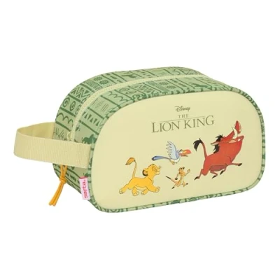 Afbeelding van Safta Mufasa Middelgrote toilettas voor kinderen, met handvat, aanpasbaar aan de wagen, eenvoudige reiniging, comfortabel en veelzijdig, kwaliteit duurzaamheid, 26 x 12 15 cm, groen/beige, Groen