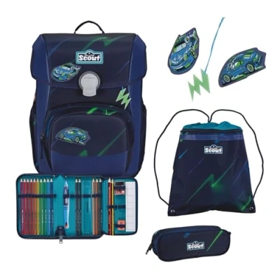 Afbeelding van Scout Schooltas Superflash Neo Set 4 delig City Lights Blauw