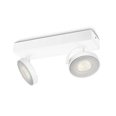 Afbeelding van Philips Clockwork opbouwspot 2 lichts Wit Dimbaar Draaibare spots Geïntegreerde LED lampen Hoge lichtopbrengst