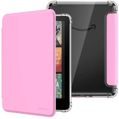 Afbeelding van MoKo Case for All new 7&quot; Kindle Paperwhite 12th Gen 2024&amp;Kindle Colorsoft Signature Edition 2024, Ultra Clear Soft Flexible Transparent TPU Back Cover Light Shell with Auto Wake/Sleep, Nosegay Pink