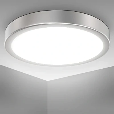 Afbeelding van B.K.Licht Plafondlamp zilver Ø28cm metalen frame LED plafonniére 4.000K neutral wit licht 2.000Lm 18 W