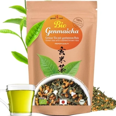 Afbeelding van Genmaicha Biologische Groene Thee uit Japan met Geroosterde en Gepofte Rijst, aromatische Rijstthee (250g)