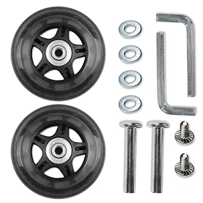 Afbeelding van Bagage koffer wielen, 2 delige vervangende wielen buitendiameter 80 mm met assen moersleutel lagers reparatieset (80 x 24 6,1 mm)