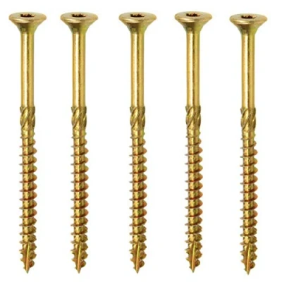 Afbeelding van KLIMAS Houtschroeven, Torx spaanplaatschroeven geel verzonken kopschroeven terrasschroeven universele schroeven dakconstructie set 4,5x80 mm 250 stukken