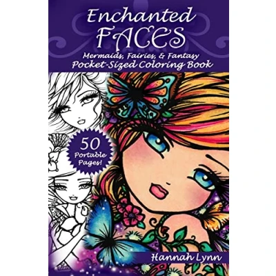 Afbeelding van Enchanted Faces: Mermaids, Fairies, &amp; Fantasy Pocket Sized Coloring Book