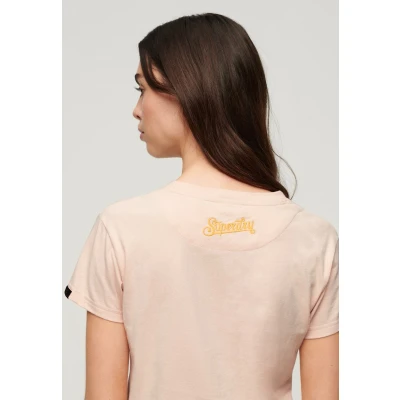 Afbeelding van Superdry Tattoo Embroidered Tshirt print, Dames, Maat: 40, Peach whip pink