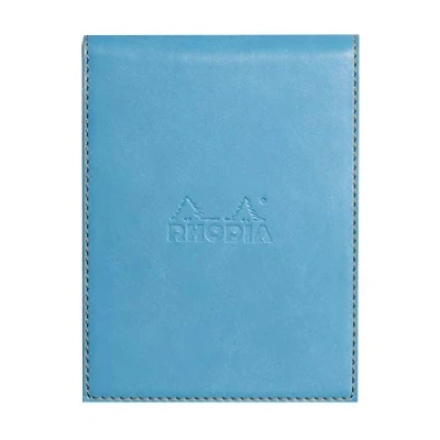 Afbeelding van RHODIA 128207C Klembord Hoesje + N12 Turquoise 8,5x12 cm Gevoerd 80 Afneembare Vellen 80G Wit Clairefontaine Papier Potlood Houder Faux Leer Rhodiarama Collection