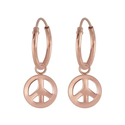 Afbeelding van WeLoveSilver &quot;Rose gold plated oorringen met peace teken&quot; 925 sterling zilver