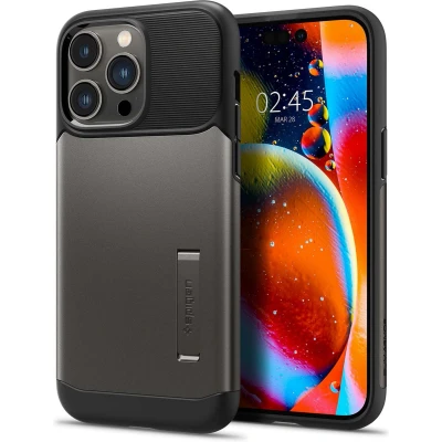Afbeelding van Apple iPhone 14 Pro Max Hoesje Kunststof Spigen Hardcase/Backcover Grijs Telefoonhoesje Shockproof/Valbescherming