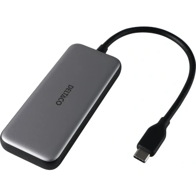 Afbeelding van Deltaco USBC HUB204 4 Poorts USB C Hub x 100W PD input 5GBit/s Zilver