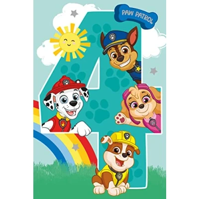 Afbeelding van 4e verjaardagskaart, verjaardagskaart voor verjaardag, Paw Patrol officiële kaart