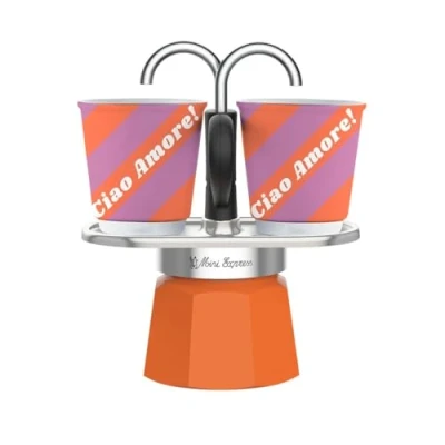 Afbeelding van Bialetti Mini Express 2 kopjes Collectie Dolce Vita, koffiepot oranje met