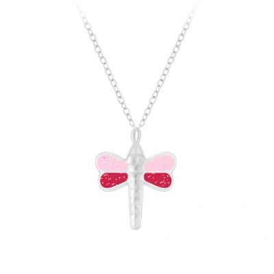 Afbeelding van Ketting kinderen Zilveren ketting, roze libelle