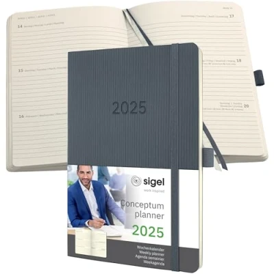 Afbeelding van Weekagenda Conceptum A5 2025 (NL/FR/EN/DU) dark Grey Softcover