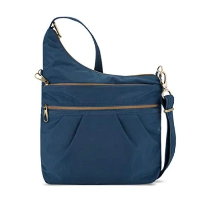 Afbeelding van Travelon Dames Anti diefstal Signature 3 Compartiment Crossbody Cross Body Bag, One Size, Oceaan, 13.75 x 11.5 3, Bag