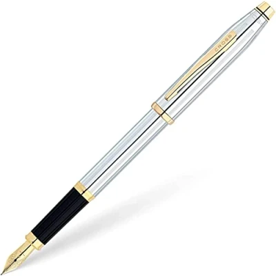 Afbeelding van Cross Century II vulpen (23 karaats verguld, M veer, zwarte inkt, incl. premium geschenkverpakking) chroom verguld