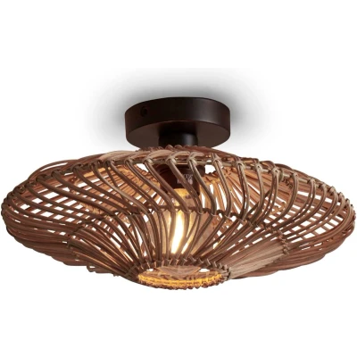 Afbeelding van Good&amp;Mojo Plafonniere Zanzibar Rotan Plat Small Naturel 40x40x12cm