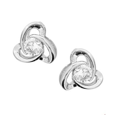 Afbeelding van Oorknoppen Zirkonia Zilver Gerhodineerd Glanzend 8 mm x 8.5