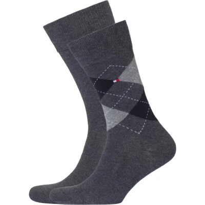 Afbeelding van Tommy Hilfiger Check Sokken 2 pack Antraciet Maat 39 42