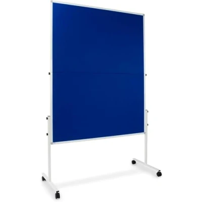 Afbeelding van KARAT Vilten moderatiebord, metaplanwand met vergrendelbare wielen, viltbord, prikbord, moderatiewand, dubbelzijdig te gebruiken, stabiel metalen frame (150 x 120 cm, blauw, inklapbaar)