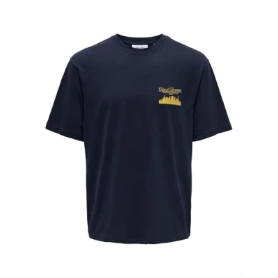 Afbeelding van ONLY &amp; SONS Onsrylan Life RLX Ss Tee Vd T shirt voor heren, navy blazer, L