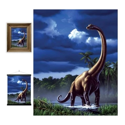 Afbeelding van 3D LiveLife Lenticulaire Kunstafdrukken aan de muur Brachiosaurus van Deluxebase. Niet ingelijste Dinosaurus Poster. Origineel kunstwerk onder licentie bekende kunstenaar Jerry LoFaro