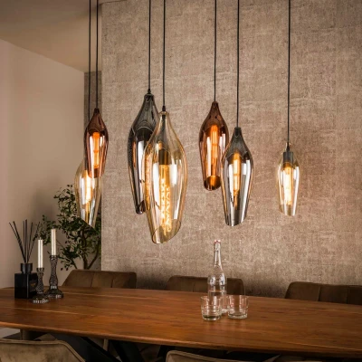 Afbeelding van Fraaai Carmen hanglamp 4+3 cocoon mix Glas zwart