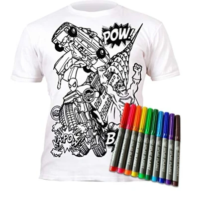 Afbeelding van Splat Planet Kleur in Superheld T shirt met 10 niet giftige wasbare magische pennen binnen en was uit (9 11 jaar)
