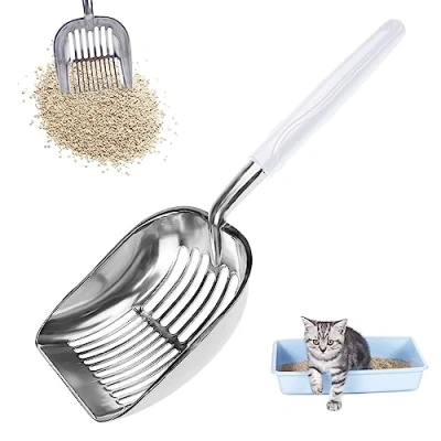Afbeelding van GmeDhc kattenbakschep voor katten, konijnen, kattenbakstep, hoogwaardige aluminium duurzaam, gemakkelijker te reinigen kittens