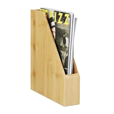 Afbeelding van Relaxdays tijdschriftencassette bamboe, mooie houtnerf, A4 formaat, voor magazines, moderne tijdschriftenhouder, natuur